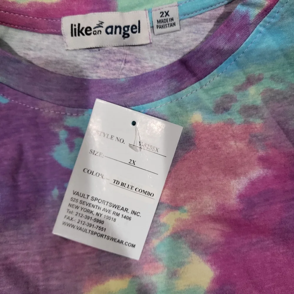 Tie dye tshirt dress with cutout shoulders and thigh sz 2X - Picture 2 of 6